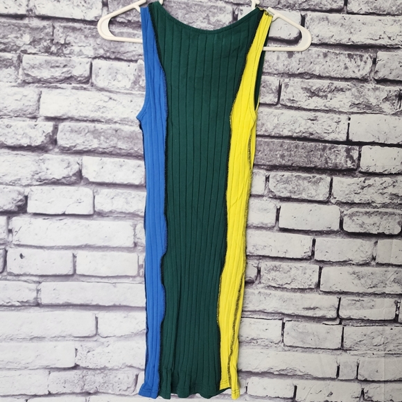Green Blue & Yellow Color block Bodycon Mini Dress - XS - Picture 2 of 2